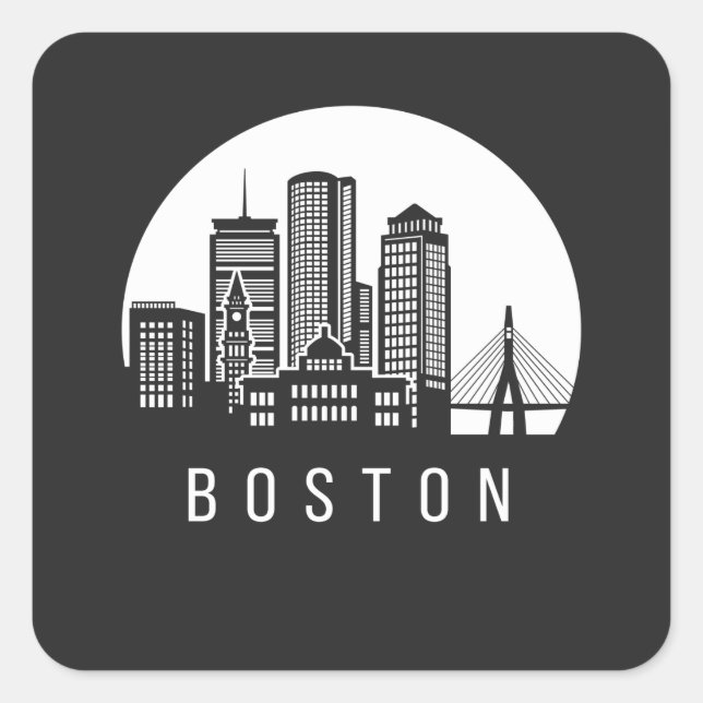 Sticker Carré Boston Skyline (Devant)