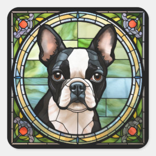 Sticker Carré Boston Terrier