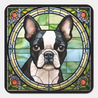 Sticker Carré Boston Terrier