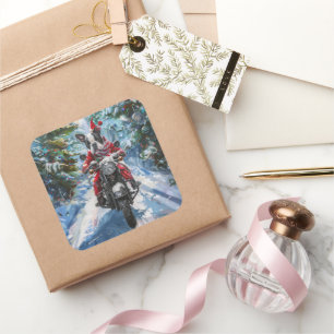 Sticker Carré Boston Terrier Dog équitation moto Noël