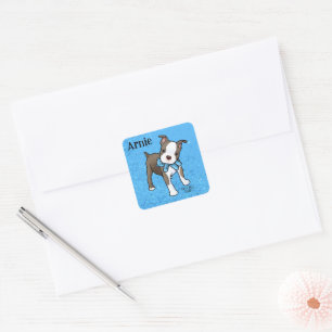 Sticker Carré Boston Terrier Puppy