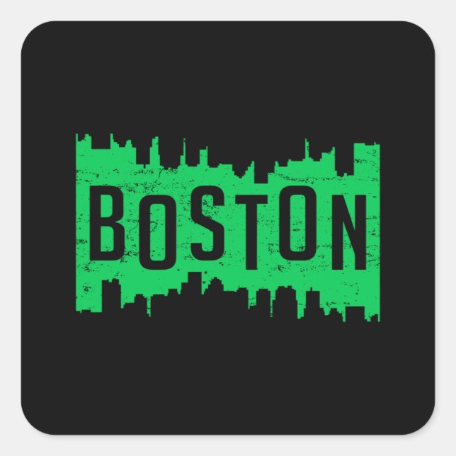Sticker Carré Boston USA City Ville Skyline Drôle idée cadeau (Devant)