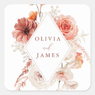 Sticker Carré Botanique Boho Floral Frame Mariage