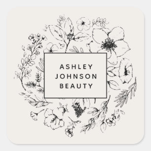 Sticker Carré Botanique moderne Blush et Black Business