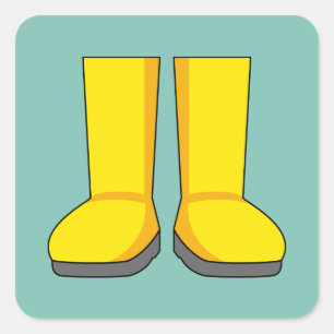 Sticker Carré Botte de pluie en caoutchouc jaune