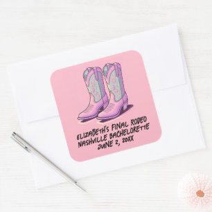 Sticker Carré Bottes de coquette cowgirl demoiselle d'honneur ro