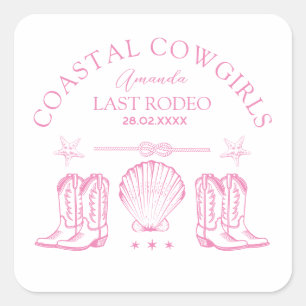Sticker Carré Bottes de Cowgirl Côtière Enterrement de Vie de Je