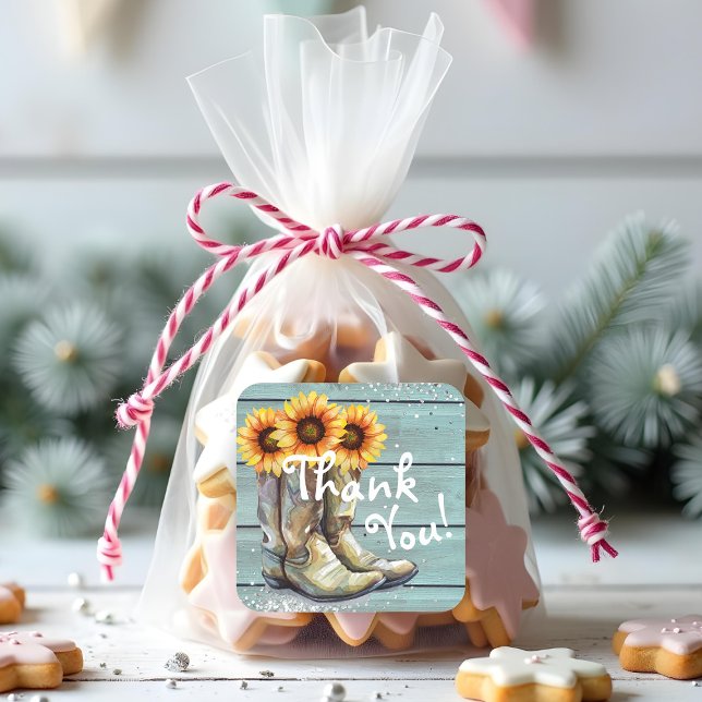 Sticker Carré Bottes de soleil occidentales de campagne rustique (Créateur téléchargé)