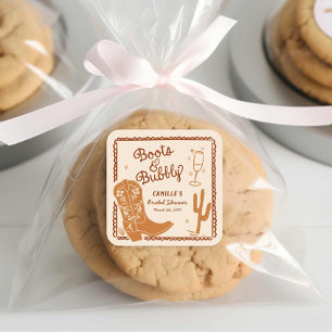 Sticker Carré Bottes et bubbly Occident main tiré