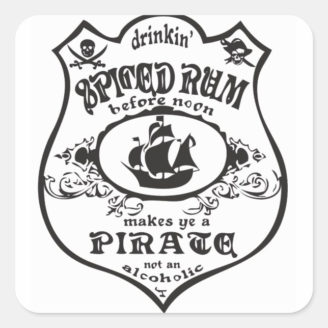Sticker Carré bottle label Pirate (Devant)