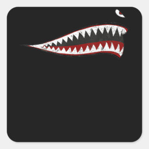 Sticker Carré Bouche De Requin Volant Tigers - Cadeaux Pour Amat