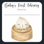 Sticker Carré bouchon d'aquarelle - première bibliothèque pour b<br><div class="desc">Célébrez avec cette boulette à l'aquarelle! Chinois à la benne dans une plaque de bois. BABY SHOWER !</div>