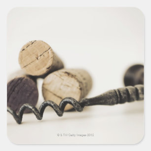 Sticker Carré Bouchons à vin avec tire-bouchon