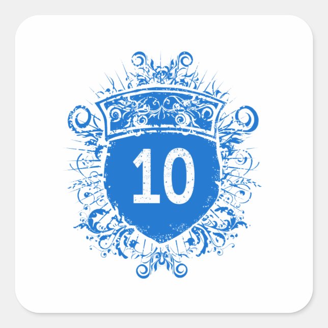 Sticker Carré Bouclier du bleu #10 (Devant)