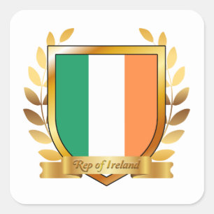 Sticker Carré Bouclier du drapeau de la République d'Irlande