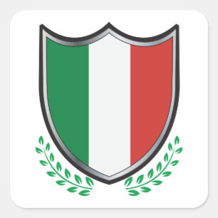 Sticker Carré Bouclier du drapeau italien avec Laurels
