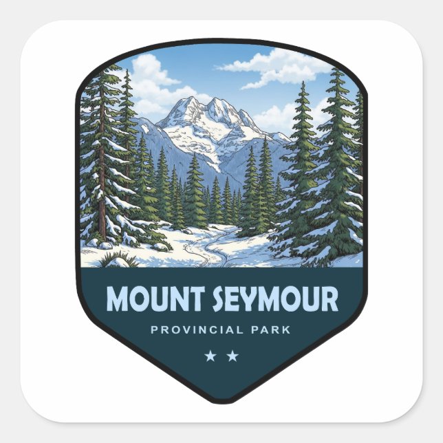 Sticker Carré Bouclier du parc provincial de Mount Seymour (Devant)