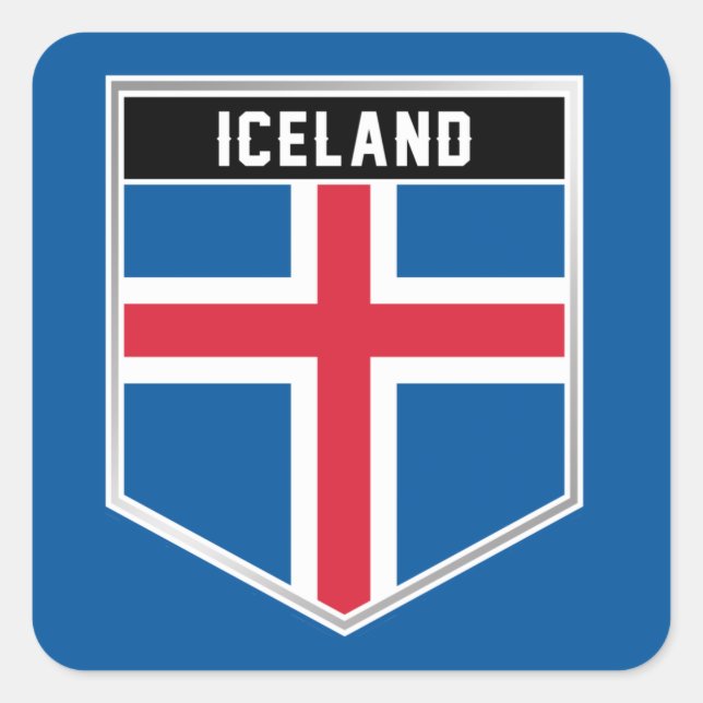 Sticker Carré Bouclier indicateur Islande (Devant)
