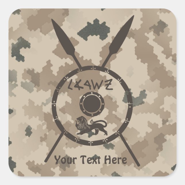 Sticker Carré Bouclier Maccabee du désert et oreilles (Devant)