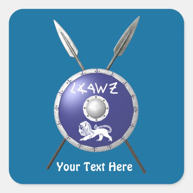 Sticker Carré Bouclier Maccabee Et Paroles (Devant)