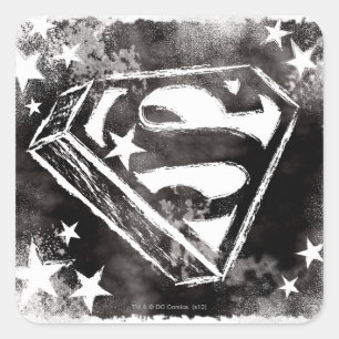 Sticker Carré Bouclier S avec étoiles