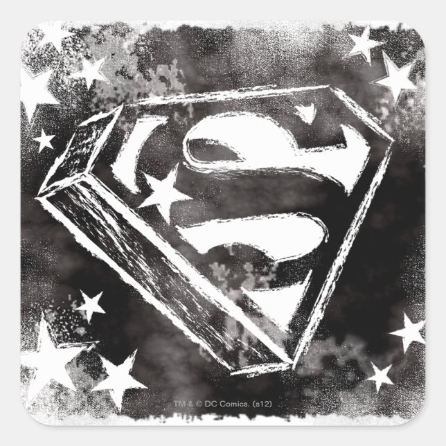 Sticker Carré Bouclier S avec étoiles (Devant)