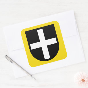 Sticker Carré Bouclier Saint-Piran 1-haut - Contour