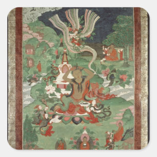 Sticker Carré Bouddha coupant une touffe de cheveux