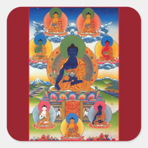 Sticker Carré Bouddha de la médecine Art bouddhiste tibétain