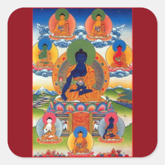 Sticker Carré Bouddha de la médecine Art bouddhiste tibétain