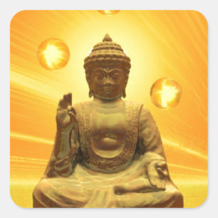 Sticker Carré Bouddha d'or