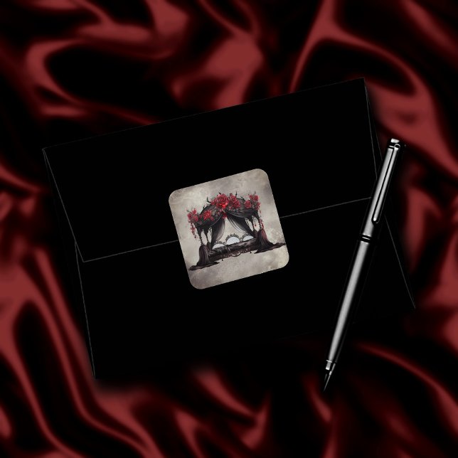 Sticker Carré Boudoir | Canopy Scarf Old Victore Poster Lit (Créateur téléchargé)