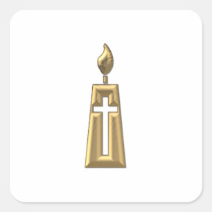 Sticker Carré Bougie "à trois dimensions" d'or