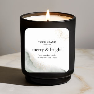 Sticker Carré "Bougie Abstraite Aquarelle verte et or