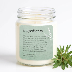Sticker Carré Bougie artisanale Emballage de produit Sage Green