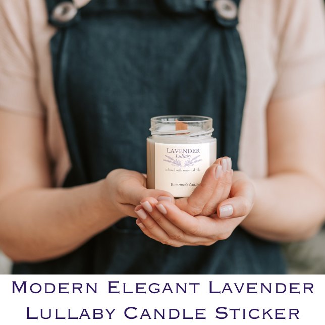 Sticker Carré Bougie berceuse lavande élégante moderne (Modern Elegant Lavender lullaby Candle Square Sticker)