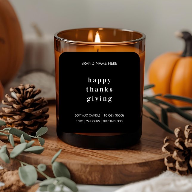 Sticker Carré Bougie bon thanksgiving | Minimaliste (Créateur téléchargé)