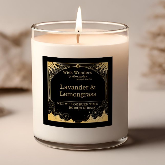 Sticker Carré Bougie céleste noire et or (Créateur téléchargé)