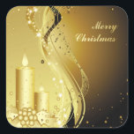 Sticker Carré Bougie Christmas Holly sur Arrière - plan pétillan<br><div class="desc">Décorez votre maison ce Noël avec notre magnifique autocollant carré de Noël. De belles bougies de Noël dorées et des saints de Noël sur un arrière - plan doré brillant lui donnent un look festif. Un cadeau de Noël parfait pour votre famille et vos amis.</div>
