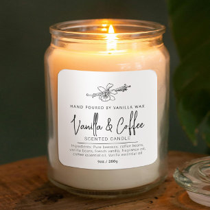 Sticker Carré Bougie de café à la vanille maison ingrédients bla