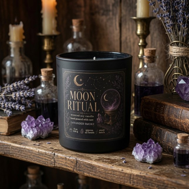 Sticker Carré Bougie de Halloween Rituel de Lune de Luxe Céleste (Créateur téléchargé)