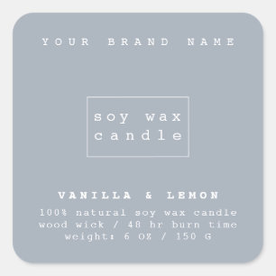 Sticker Carré Bougie d'emballage de cosmétiques bleus modernes