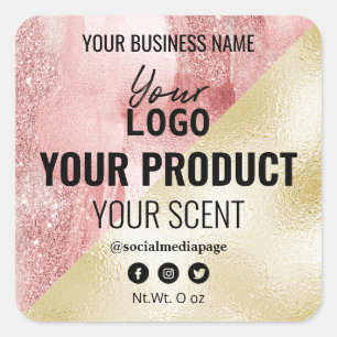 Sticker Carré Bougie D'Encre Soins De Peau Et De Beauté Étiquett