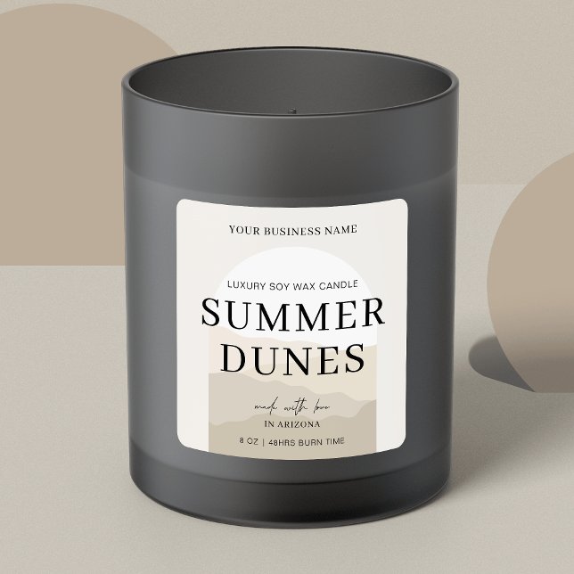 Sticker Carré Bougie Élégante Couleur Neutre Arche Boho (Créateur téléchargé)