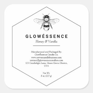 Sticker Carré Bougie en cire vanille en nid d'abeille à miel fai
