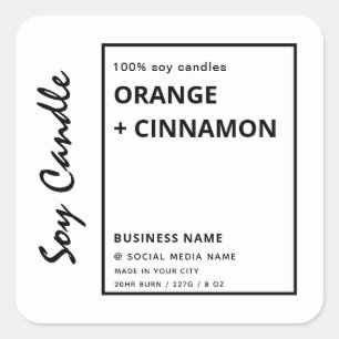 Sticker Carré Bougie minimaliste simple noir blanc frontière soj