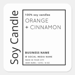 Sticker Carré Bougie minimaliste simple noir blanc frontière soj