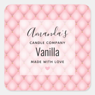 Sticker Carré Bougie Motif de luxe rose Tufé Diamond