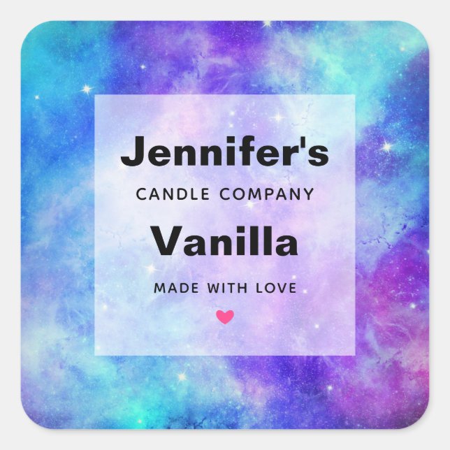 Sticker Carré Bougie spatiale violette et bleu Galaxy (Devant)