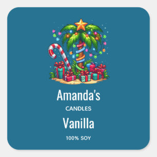 Sticker Carré Bougie Tropical Christmas Palm Tree Business